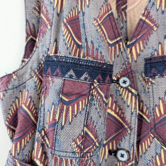 Anthropologie Elevenses Geo Print Safari Vest with Belt - Diamond Motif‎ - M - Picture 8 of 15